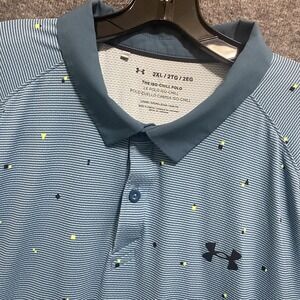Under Armour Iso Chill‎ Polo Shirt Mens 2XL Striped AOP Golf Performance Stretch